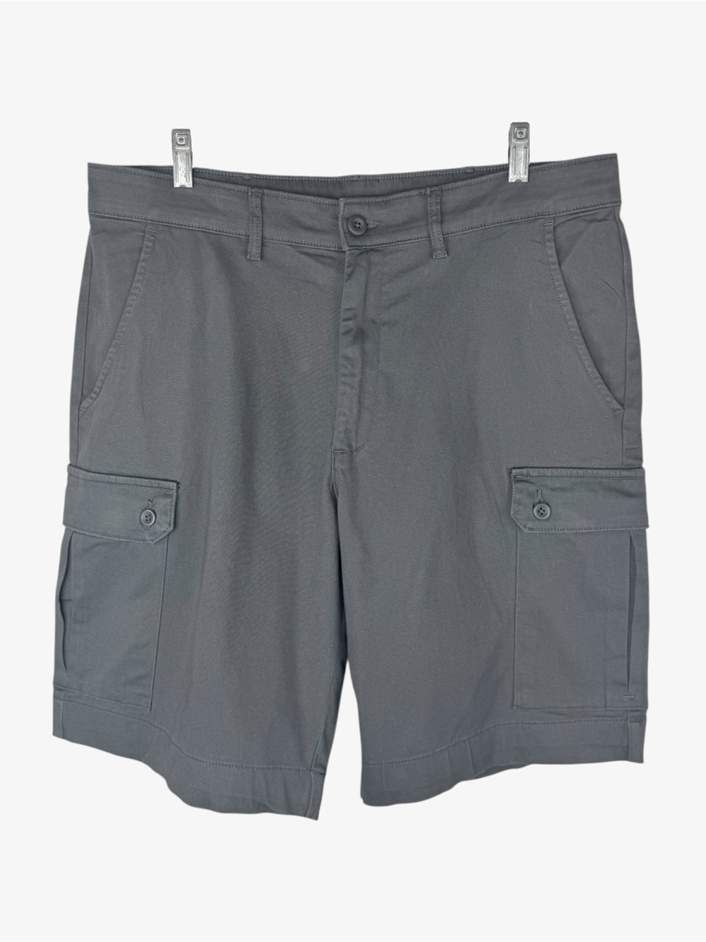 St John’s Bay Men’s Charcoal Gray Cargo Shorts 36 Stretch Cotton Casual Utility